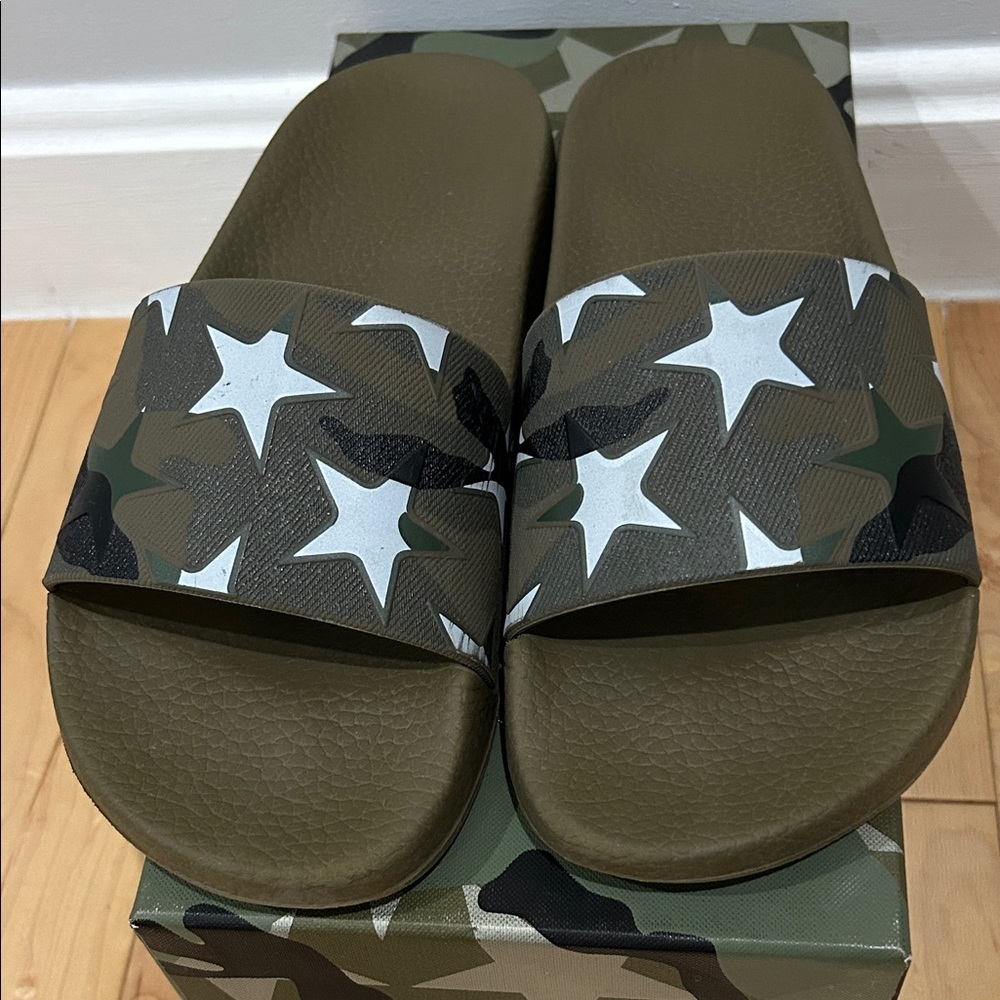 Valentino Garavani Green Camouflage Slides
